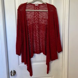 Red loose knit cardigan size 3X